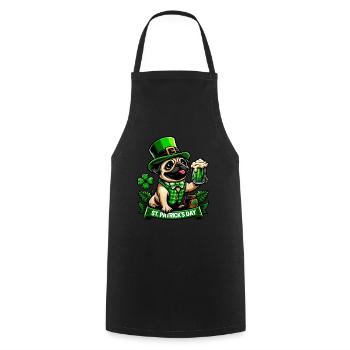 Cute cartoon pug St. Patrick's Day dog with - Cooking Apron - black - Front - AI Model Male 185 dark (185cm)