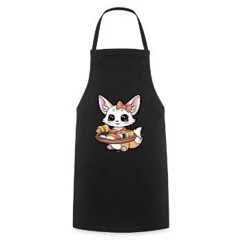 Fennec Kawaii Desert Fox avec sushi japonais - Tablier de cuisine - noir - Devant - AI Model Male 185 dark (185cm)