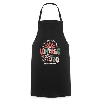 1970 Anniversaire 1970 vintage - Tablier de cuisine - noir - Devant - AI Model Male 185 dark (185cm)