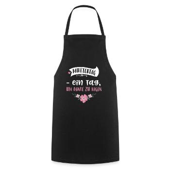 Fête des mères - une journée pour dire merci... - Tablier de cuisine - noir - Devant - AI Model Male 185 dark (185cm)