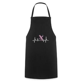 Peigne et ciseaux coiffeur rythme cardiaque - Tablier de cuisine - noir - Devant - AI Model Male 185 dark (185cm)