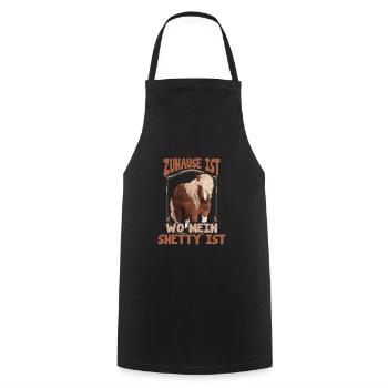 Shetty zuhause Spruch Shetland Pony reiten - Kochschürze - Schwarz - Vorne - AI Model Male 185 dark (185cm)