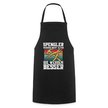 Klempner Spengler werden besser Retro - Kochschürze - Schwarz - Vorne - AI Model Male 185 dark (185cm)