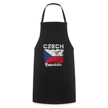 Drapeau de la République tchèque Vintage - Drapeau tchèque - Tablier de cuisine - noir - Devant - AI Model Male 185 dark (185cm)