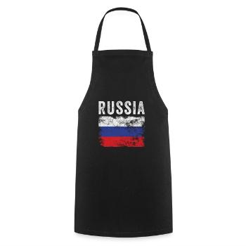 Drapeau russe en détresse - Drapeau russe - Tablier de cuisine - noir - Devant - AI Model Male 185 dark (185cm)