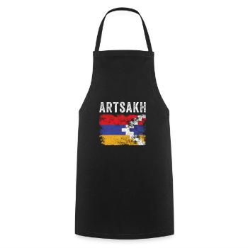 Artsakh Flag Distressed - Artsakhi Flag - Cooking Apron - black - Front - AI Model Male 185 dark (185cm)
