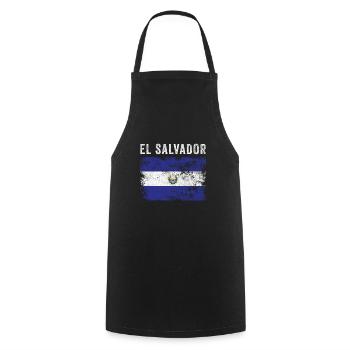 El Salvador Flag Vintage Salvadoran Flag - Cooking Apron - black - Front - AI Model Male 185 dark (185cm)