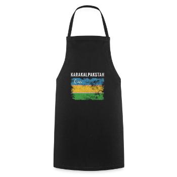 Karakalpakstan Flag Distressed - Cooking Apron - black - Front - AI Model Male 185 dark (185cm)
