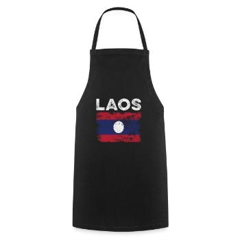 Laos Flag Distressed - Laotische Flagge - Kochschürze - Schwarz - Vorne - AI Model Male 185 dark (185cm)