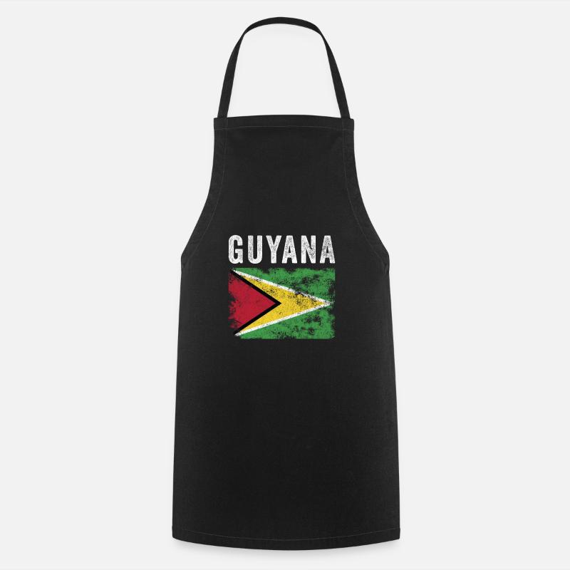 Guyana Flag Distressed - Guyanese Flag - Cooking Apron - black