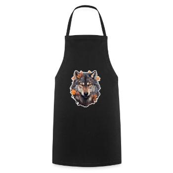 Wolf Herbst Halloween - Kochschürze - Schwarz - Vorne - AI Model Male 185 dark (185cm)