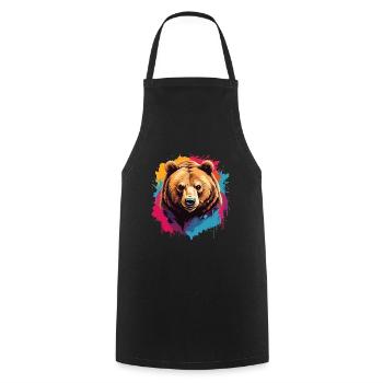 Grizzly ours Kodiak ours Portrait sur des taches de peinture - Tablier de cuisine - noir - Devant - AI Model Male 185 dark (185cm)