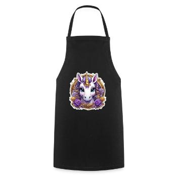 Licorne avec des Roses colorées - Licorne douce - Tablier de cuisine - noir - Devant - AI Model Male 185 dark (185cm)