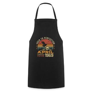 Unmatched Since April 1969 Anniversary Gift - Cooking Apron - black - Front - AI Model Male 185 dark (185cm)