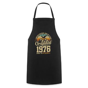 cadeau d'anniversaire 48 ans 1976 édition limitée - Tablier de cuisine - noir - Devant - AI Model Male 185 dark (185cm)