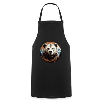 Portrait d’ours : Grizzli, ours brun, ours Kodiak - Tablier de cuisine - noir - Devant - AI Model Male 185 dark (185cm)