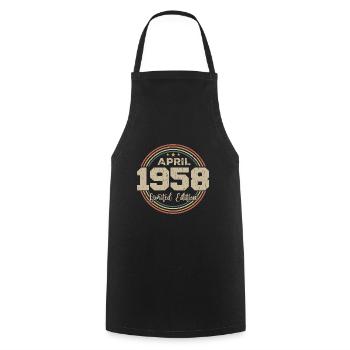 Avril 1958 Cadeau D'anniversaire Avril 1958 Retro - Tablier de cuisine - noir - Devant - AI Model Male 185 dark (185cm)