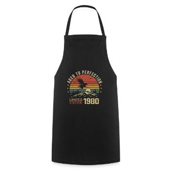 Vintage 1980's Limited Edition 1980's Retro 1980's - Cooking Apron - black - Front - AI Model Male 185 dark (185cm)