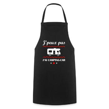 J'peux pas j'ai camping-car, camping-cariste - Tablier de cuisine - noir - Devant - AI Model Male 185 dark (185cm)