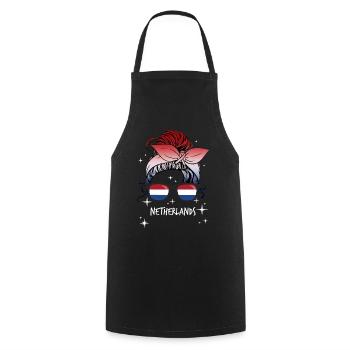 Netherlands - Cooking Apron - black - Front - AI Model Male 185 dark (185cm)