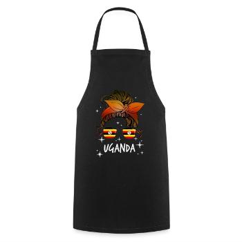 Uganda - Cooking Apron - black - Front - AI Model Male 185 dark (185cm)