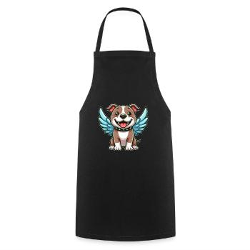 Mignon Pitbull Angel Dessin animé avec des ailes - Tablier de cuisine - noir - Devant - AI Model Male 185 dark (185cm)