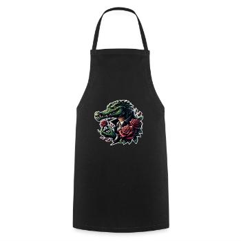 Crocodile - Cooking Apron - black - Front - AI Model Male 185 dark (185cm)