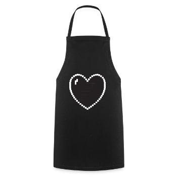 Heart Pixel Gamer Gift - Cooking Apron - black - Front - AI Model Male 185 dark (185cm)