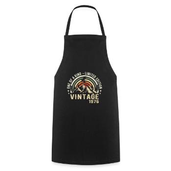 Born in 1976 Vintage 1976 Retro Birthday 1976 - Cooking Apron - black - Front - AI Model Male 185 dark (185cm)
