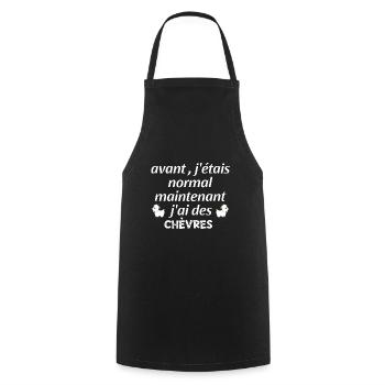 citation-les chèvres, maintenant j'ai des chèvres - Tablier de cuisine - noir - Devant - AI Model Male 185 dark (185cm)