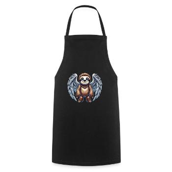 Mignon paresseux ange dessin animé avec des ailes - Tablier de cuisine - noir - Devant - AI Model Male 185 dark (185cm)