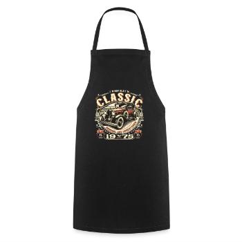 50e anniversaire Oldtimer 1975 PAS VIEUX CLASSIQUE - Tablier de cuisine - noir - Devant - AI Model Male 185 dark (185cm)