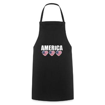 America USA Vintage Amerikanische Flagge - Kochschürze - Schwarz - Vorne - AI Model Male 185 dark (185cm)