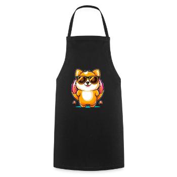 Drôle de chien beignet - Tablier de cuisine - noir - Devant - AI Model Male 185 dark (185cm)
