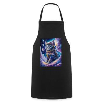 chat astronaute - Tablier de cuisine - noir - Devant - AI Model Male 185 dark (185cm)