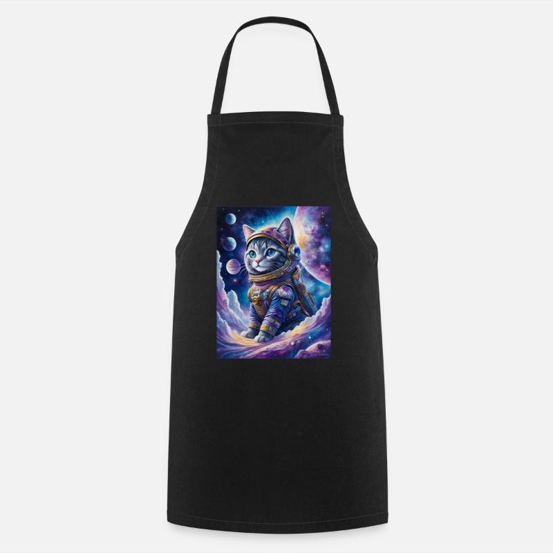 Astronaut Katze - Kochschürze - Schwarz
