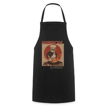 Hibachi Chef Cat, Ukiyo-e Style - Tablier de cuisine - noir - Devant - AI Model Male 185 dark (185cm)