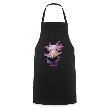 Axolotl liest Buch - Kochschürze - Schwarz - Vorne - AI Model Male 185 dark (185cm)