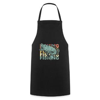 Pêche pêche - Tablier de cuisine - noir - Devant - AI Model Male 185 dark (185cm)