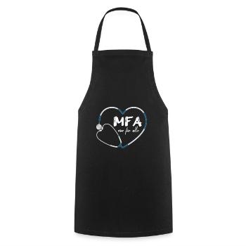 Medizinische Fachangestellte Arzthelferin MFA - Kochschürze - Schwarz - Vorne - AI Model Male 185 dark (185cm)