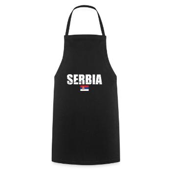 Serbie Vintage Drapeau serbe Serbie - Tablier de cuisine - noir - Devant - AI Model Male 185 dark (185cm)