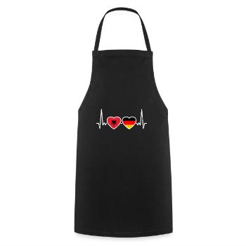 Albanie Allemagne Drapeau Albanais Allemand Coeur - Tablier de cuisine - noir - Devant - AI Model Male 185 dark (185cm)