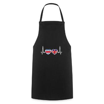 Costa Rica Great Britain Heartbeat Flag - Cooking Apron - black - Front - AI Model Male 185 dark (185cm)