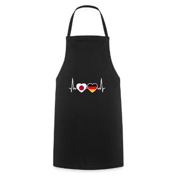 Japan Deutschland Herzschlag Flagge Japaner - Kochschürze - Schwarz - Vorne - AI Model Male 185 dark (185cm)