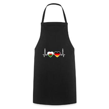 Wales Deutschland Herzschlag Flagge Waliser - Kochschürze - Schwarz - Vorne - AI Model Male 185 dark (185cm)