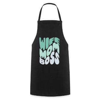 Wife, mom, boss – tribute to mom - Cooking Apron - black - Front - AI Model Male 185 dark (185cm)