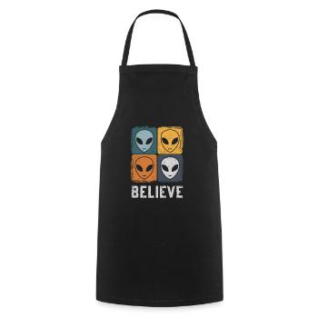 Believe in the Unknown Space Adventure - Cooking Apron - black - Front - AI Model Male 185 dark (185cm)