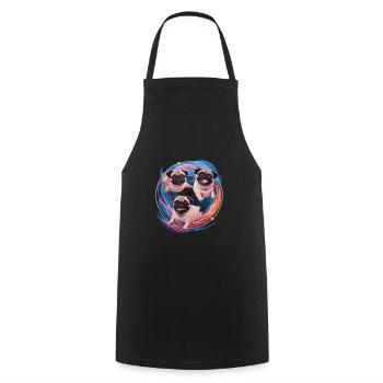 Aventure du carlin de l’espace - Galactic Friends - Tablier de cuisine - noir - Devant - AI Model Male 185 dark (185cm)