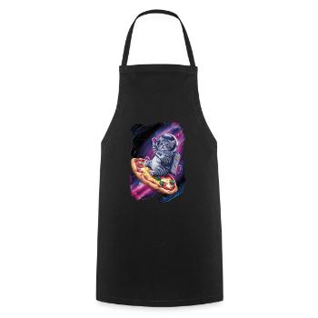 Kitten astronaut on pizza in space - Cooking Apron - black - Front - AI Model Male 185 dark (185cm)