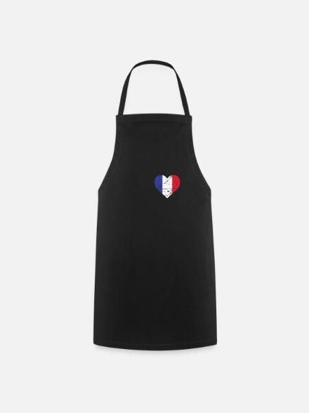France Heart Flag France Patriot Fan - Tablier de cuisine - noir